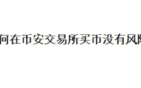 如何在币安交易所买币没有风险？