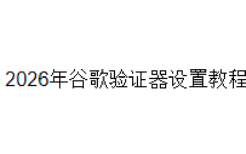 2026年谷歌验证器设置教程