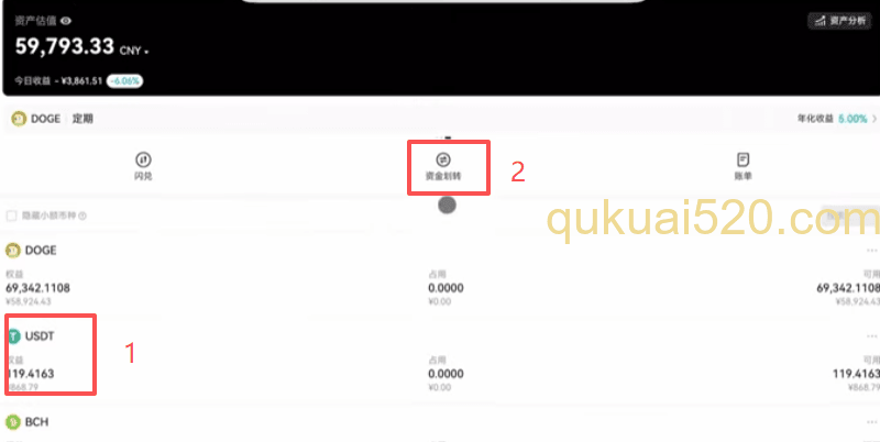 把USDT划转到资金账户