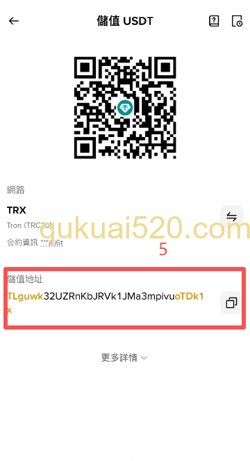 [币安USDT充币地址界面]