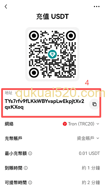 欧易链上充币选择界面