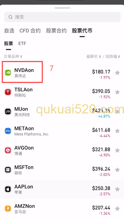 Bitget股票代币购买界面