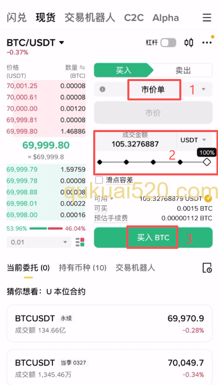 限价和市价买入BTC