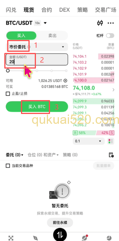 市价购买BTC