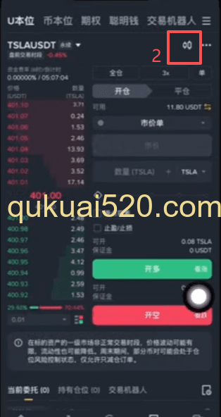 追踪特斯拉股票永续合约界面