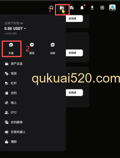 [USDT充币地址和网络选择页面]