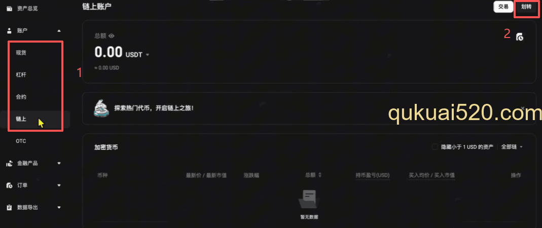 Bitget账户分类页面介绍