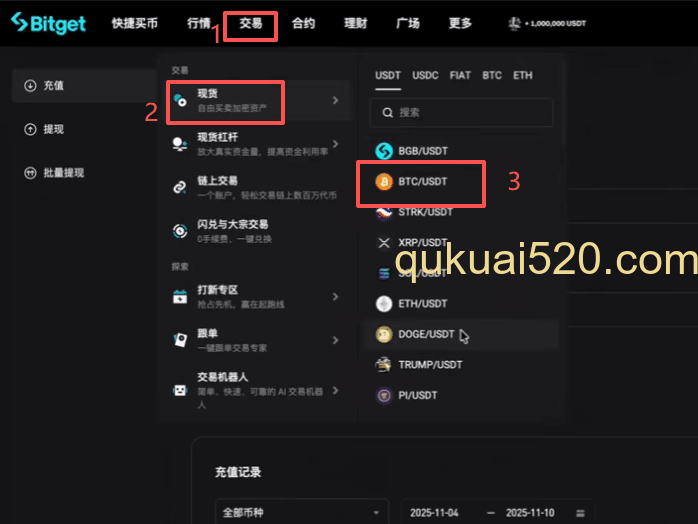 [BTC现货交易界面K线图]