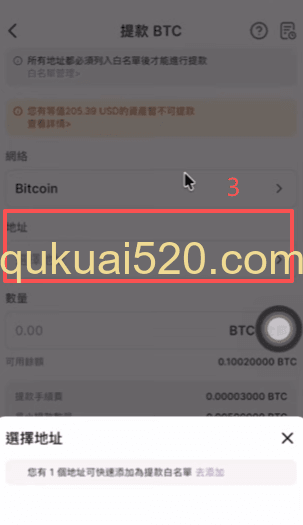 BTC提款到钱包页面