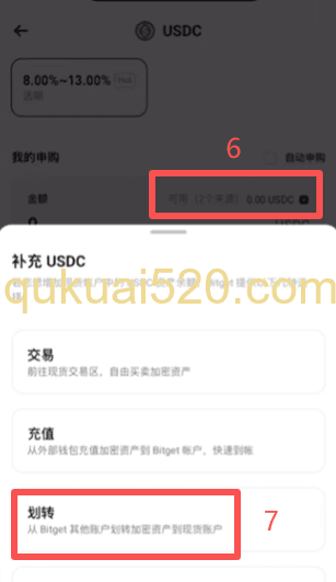 USDC兑换完成后的申购 页面