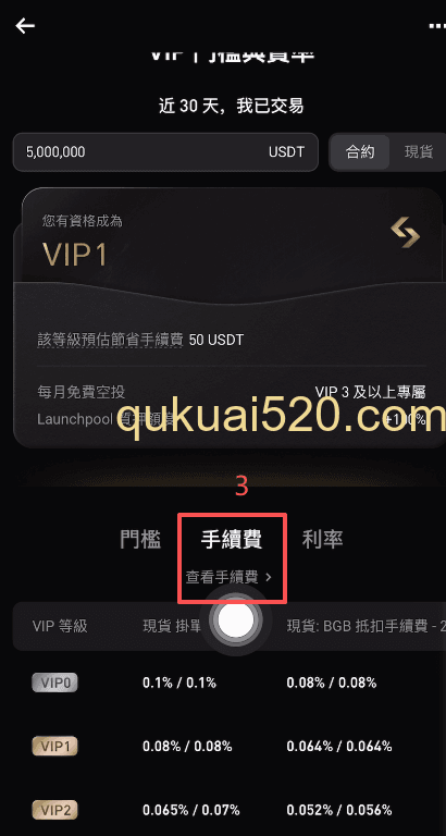 手续费设置页面
