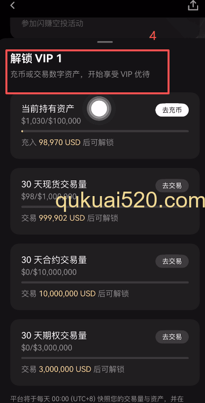 VIP等级充值要求界面