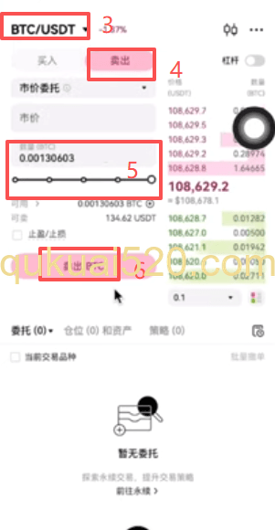 BTC/USDT现货交易界面
