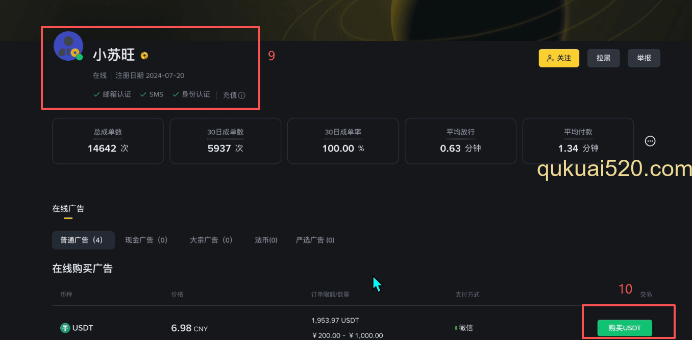 币安C2C交易页面]