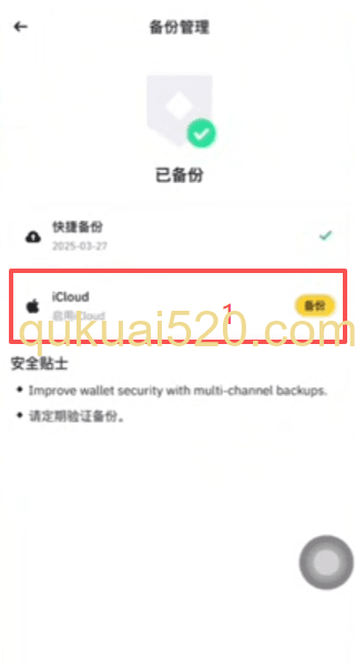 [iCloud备份设置完成界面]