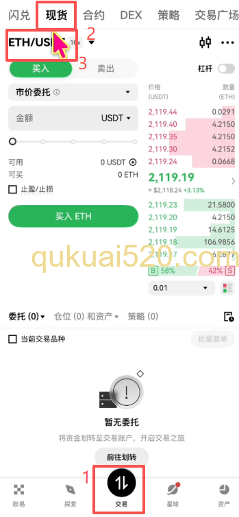 XAUT现货交易界面]