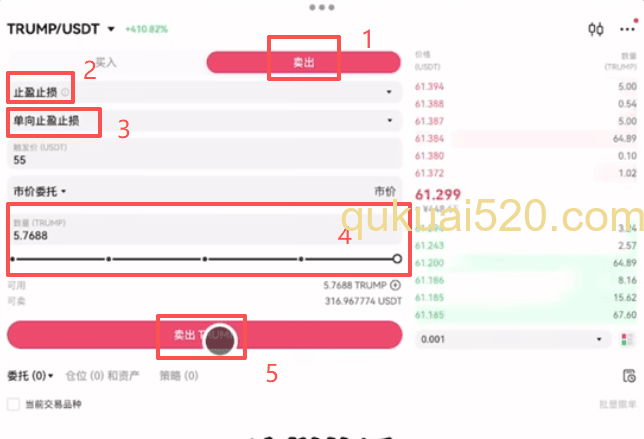 设置止盈止损页面