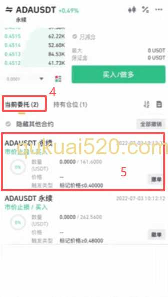 合约止盈设置界面