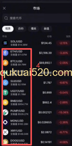 现货交易界面
