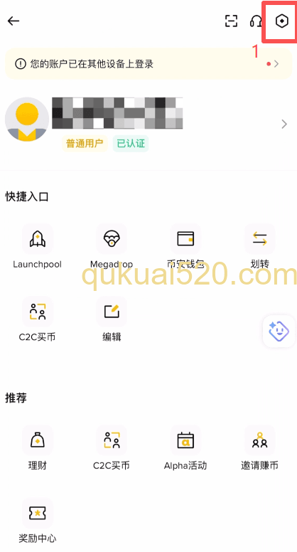 币安设置页面BNB选项