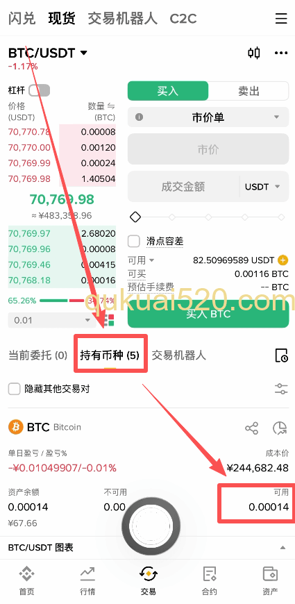 查看持有币种页面