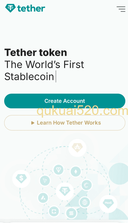 Tether官网首页页面