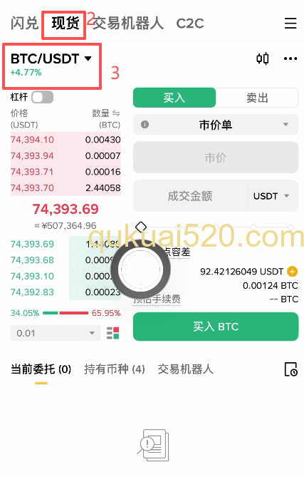 现货交易界面