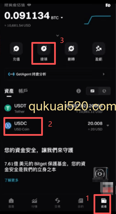 Bitget交易所提现页面