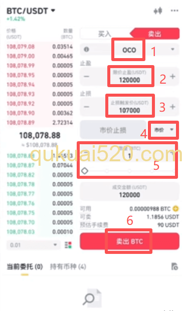 OCO委托单止盈止损设置