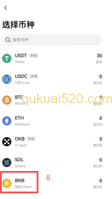 从币安钱包充值到欧易钱包页面