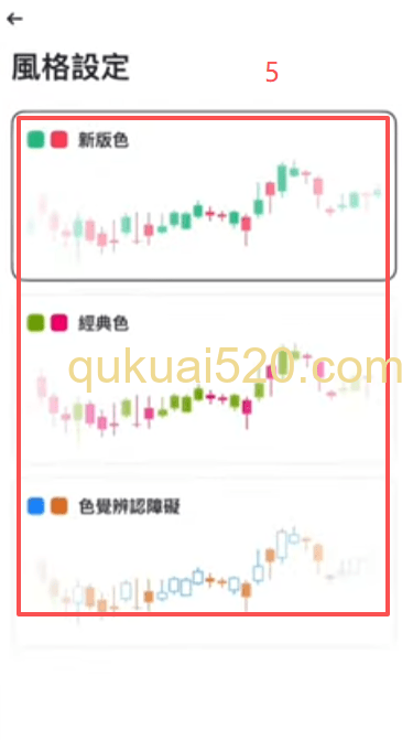 币安交易所K线颜色设置页面