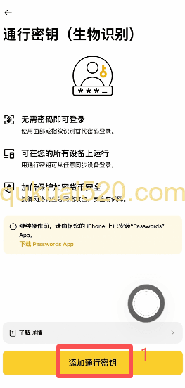 [通行密钥设置成功界面]