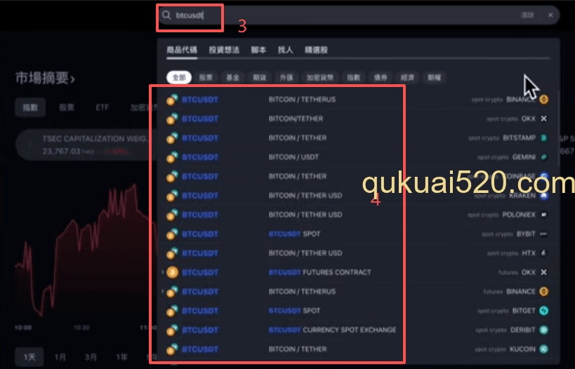 搜索比特币结果页面