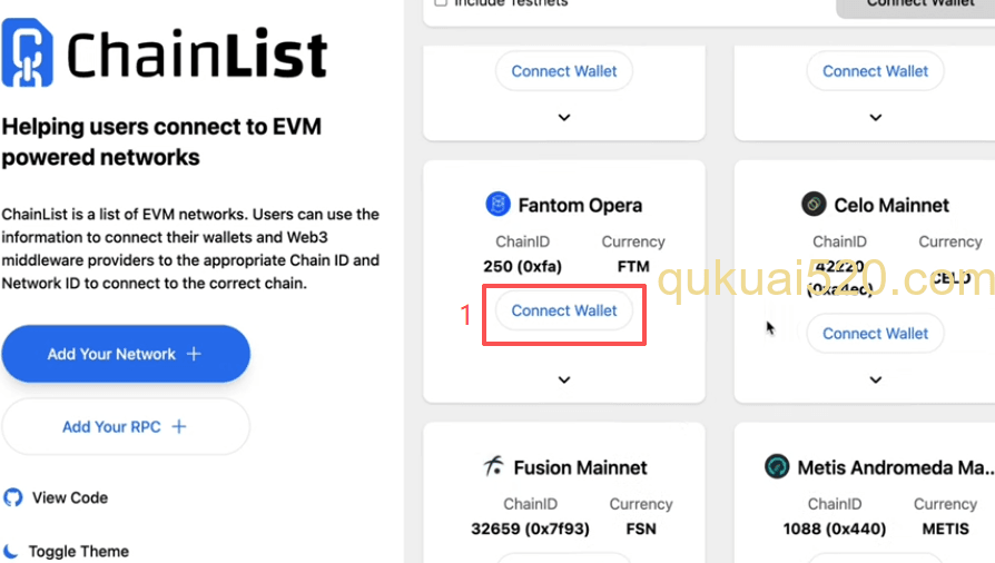 使用Chainlist网站添加网络
