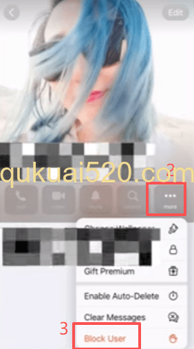 用户资料页面拉黑选项