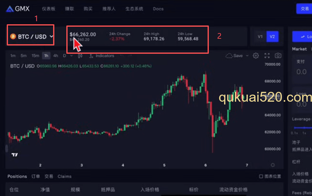 GMX交易界面
