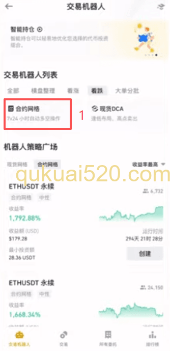 [合约网格顶部界面]