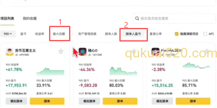 选择交易员指标页面