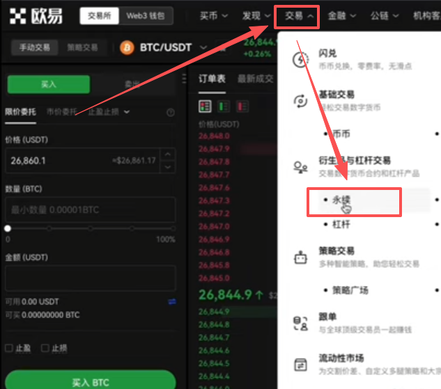 欧易期货合约交易界面