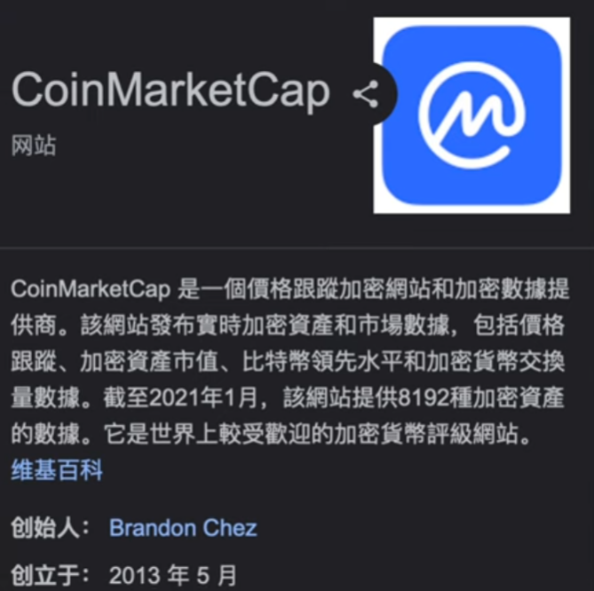 CoinMarketCap网站介绍页面