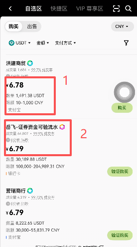 C2C买币商家列表
