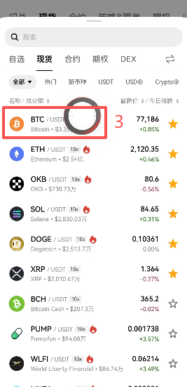 现货交易界面