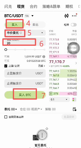 现货交易界面