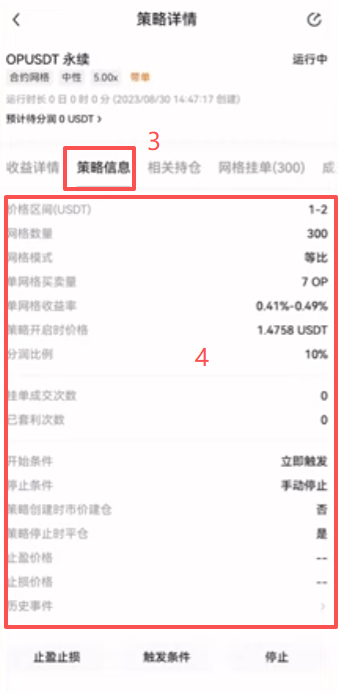 创建策略查看信息页面