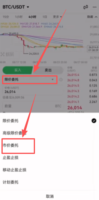 委托类型选择界面
