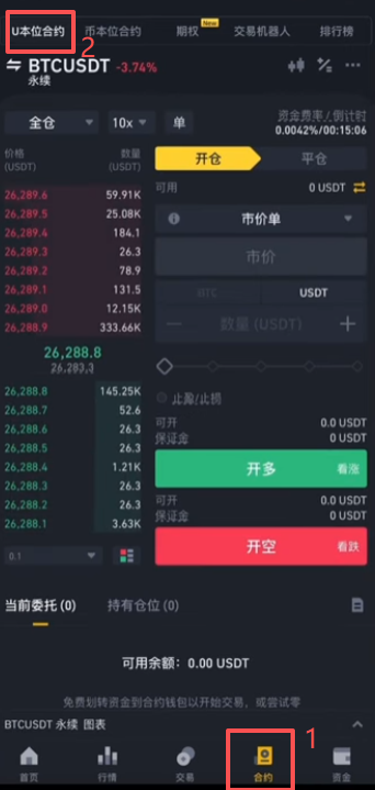 U本位和币本位切换界面