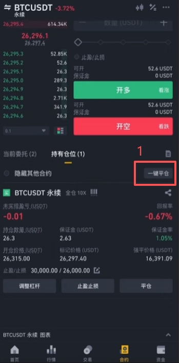 一键平仓按钮