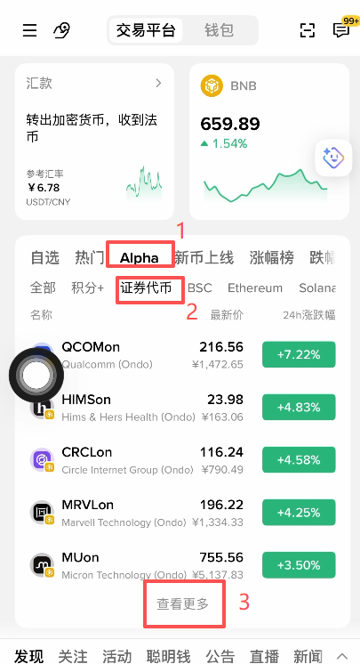 币安首页Alpha板块位