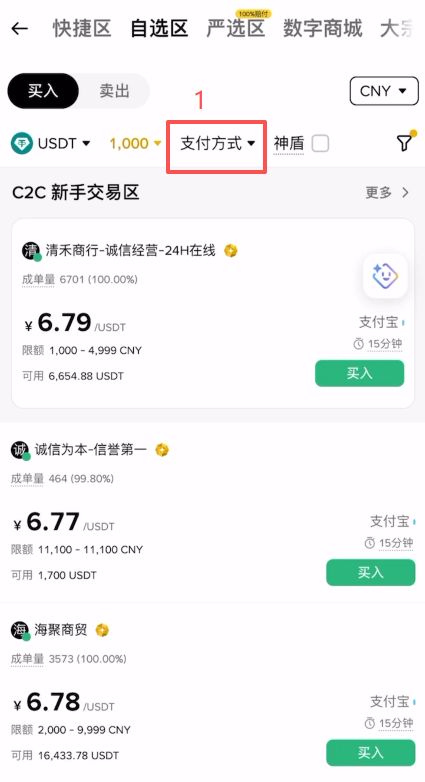 支付方式选择页面
