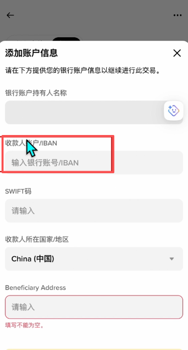 [众安银行跨行汇款账户信息页面]